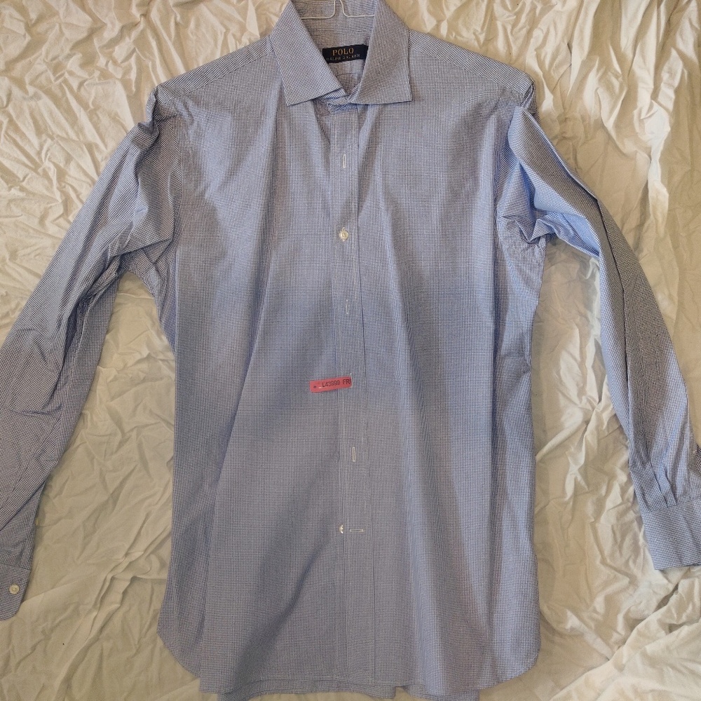 Polo Blue Gingham Check Dress Shirt